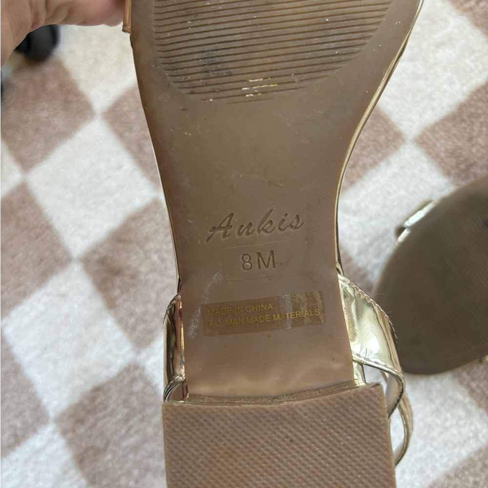 One Inch Gold Block Sandal 8 - Picture 6 of 7